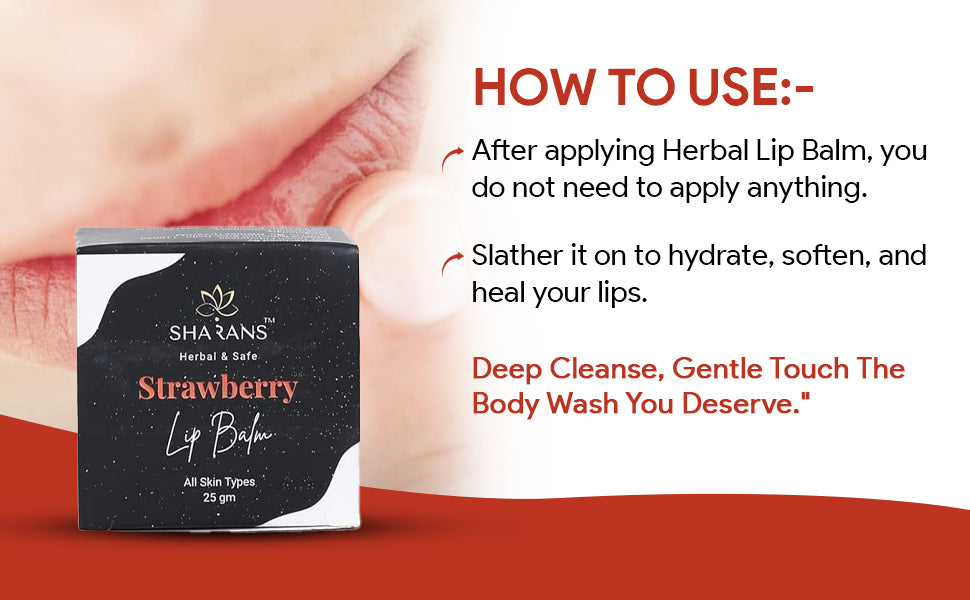 SHARANS Herbal & Safe Strawberry Lip Balm All Skin Types 25 gm